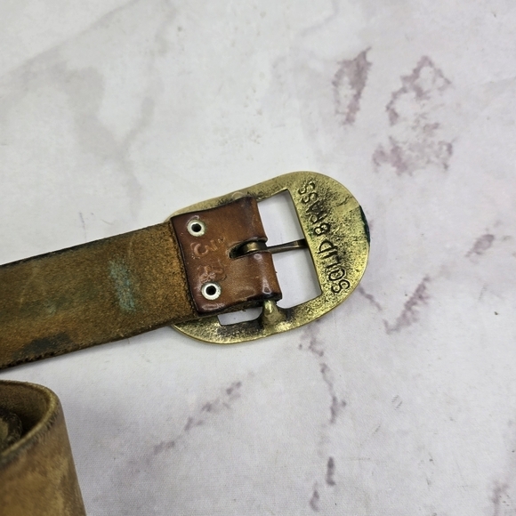Vintage Leather Belt Western Stud Engraved Tooled Brass 34 35 36 37 Womens main image 4